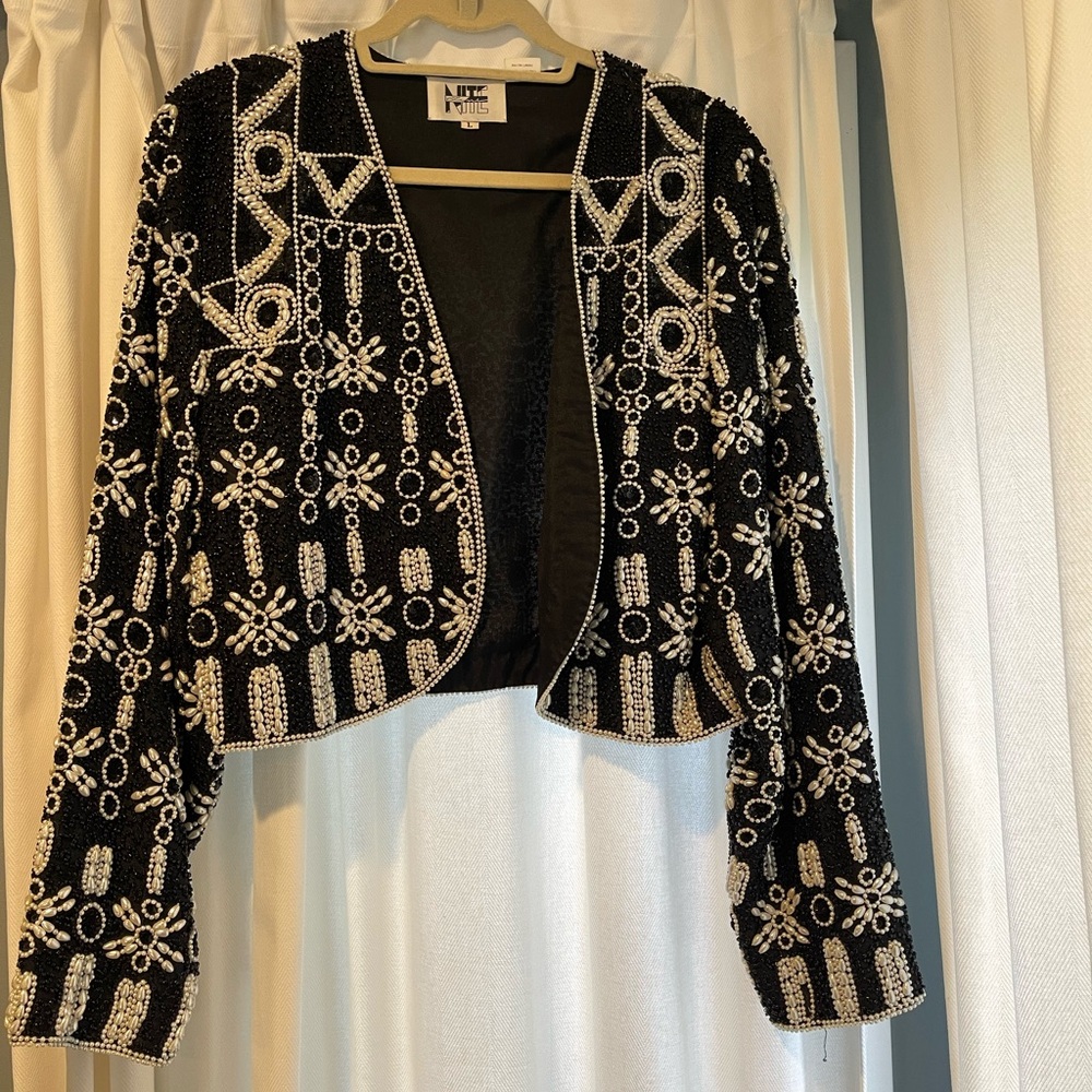 RARE VINTAGE NiteLine Silk Jacket with Beads, Sequins, and other Accents